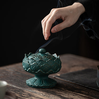 Ceramic Chinese Lotus Incense Burner