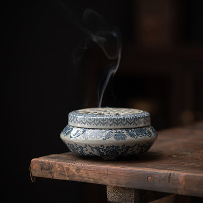 Ceramic blue and white porcelain Chinese incense burner