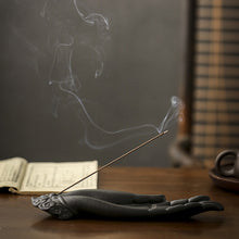 Load image into Gallery viewer, Ceramic Buddha Hand and Thread Incense Burner to Aid Meditation
