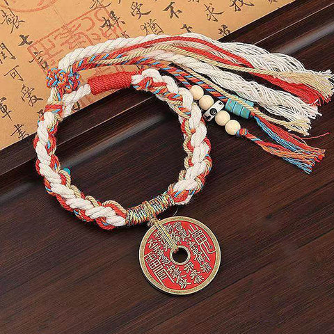Cinnabar Ethnic Style Bagua Mountain Feng Shui Money Bracelet