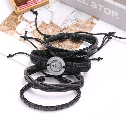 Yin Yang Tai Chi Leather Bracelet