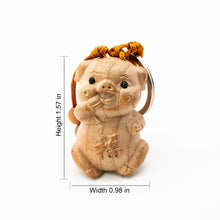 Load image into Gallery viewer, Peach Wood Keychain with the Twelve Chinese Zodiac Signs-Pig - ETNCN
