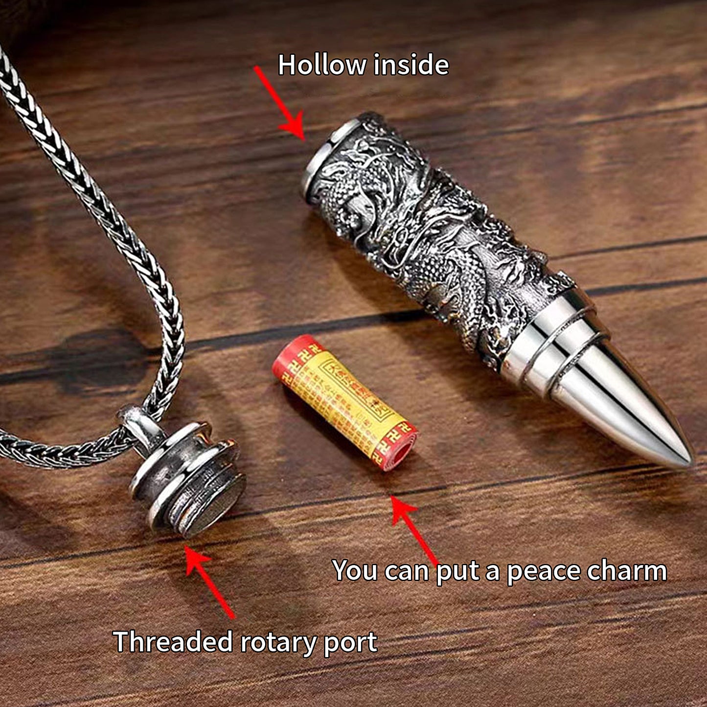 Metal Simulated Bullet Pendant Year of the Dragon Design Style