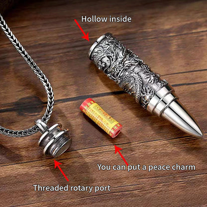 Metal Simulated Bullet Pendant Year of the Dragon Design Style