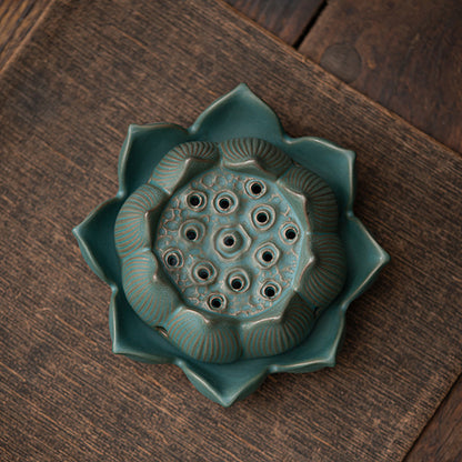 Rustic Style Ceramic Lotus Incense Burner