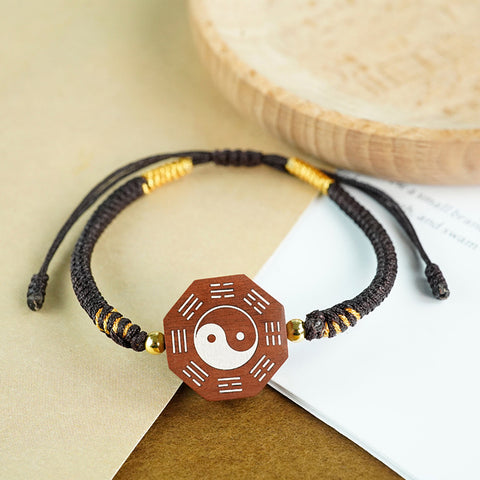 Date wood Yin Yang Bagua Bracelet