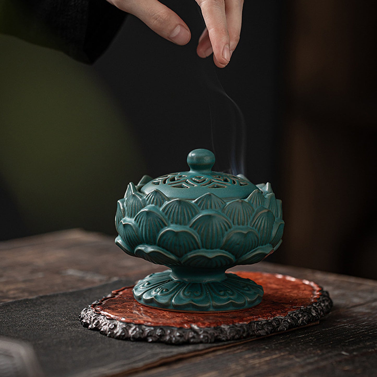 Ceramic Chinese Lotus Incense Burner