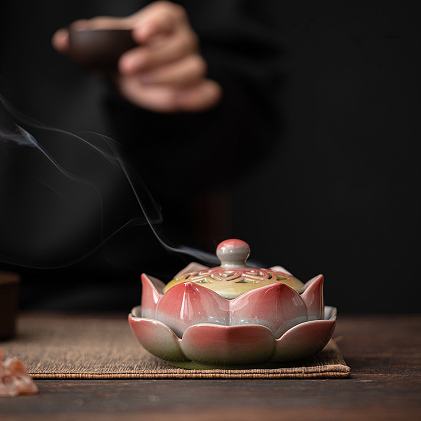 Auspicious Ceramic Lotus Incense Burner