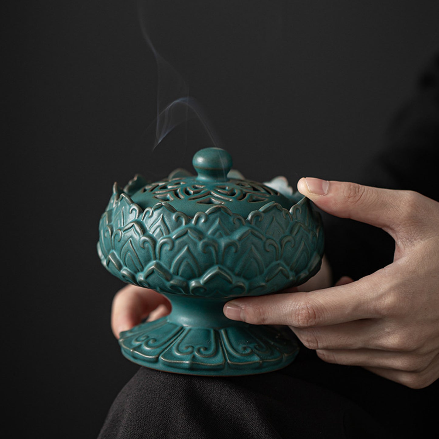 Ceramic Chinese Lotus Incense Burner