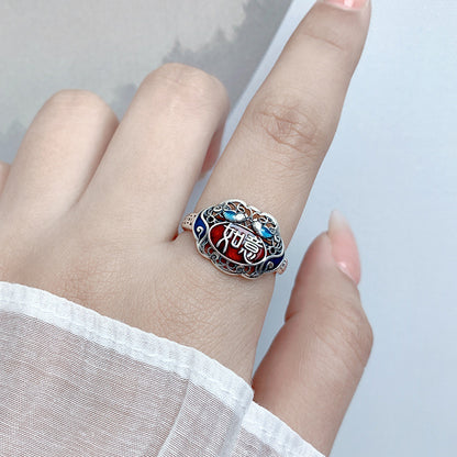 Metal Enamel Color Ruyi Ring