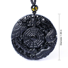 Load image into Gallery viewer, Taoist Obsidian Dragon and Phoenix Bagua Necklace - ETNCN
