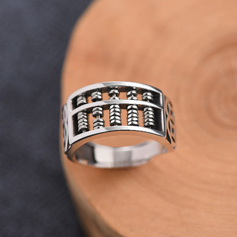 Metal Abacus Attracts Wealth Adjustable Ring