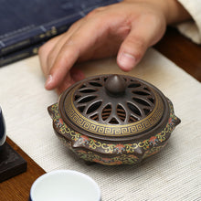 Load image into Gallery viewer, Chinese Cloisonné Ceramic Incense Burner
