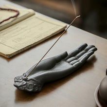 Load image into Gallery viewer, Ceramic Buddha Hand and Thread Incense Burner to Aid Meditation
