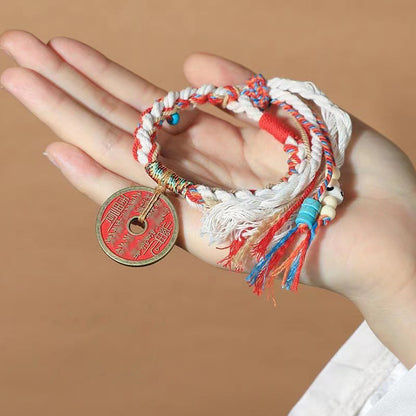 Cinnabar Ethnic Style Bagua Mountain Feng Shui Money Bracelet