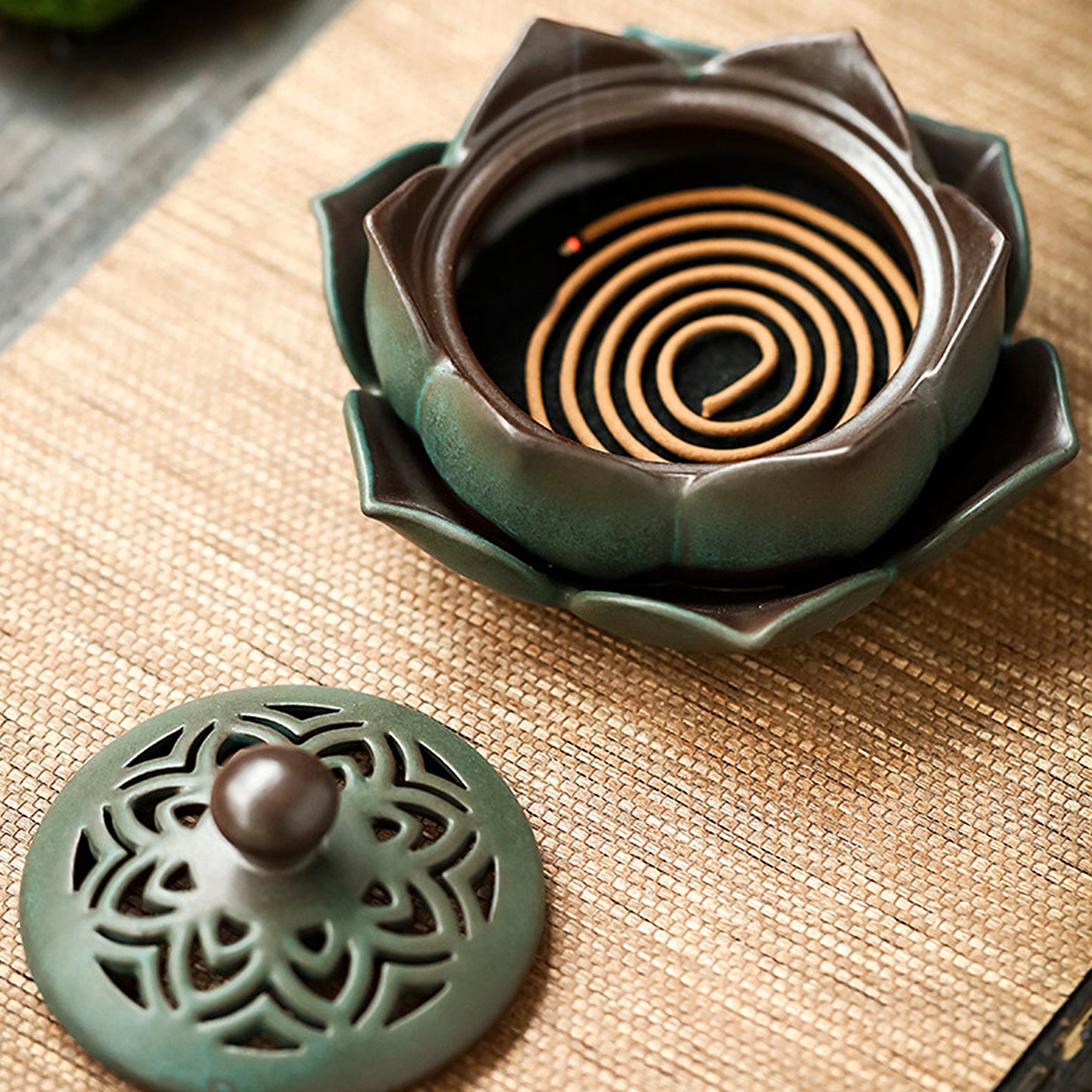 Ceramic Lotus Peace Incense Burner