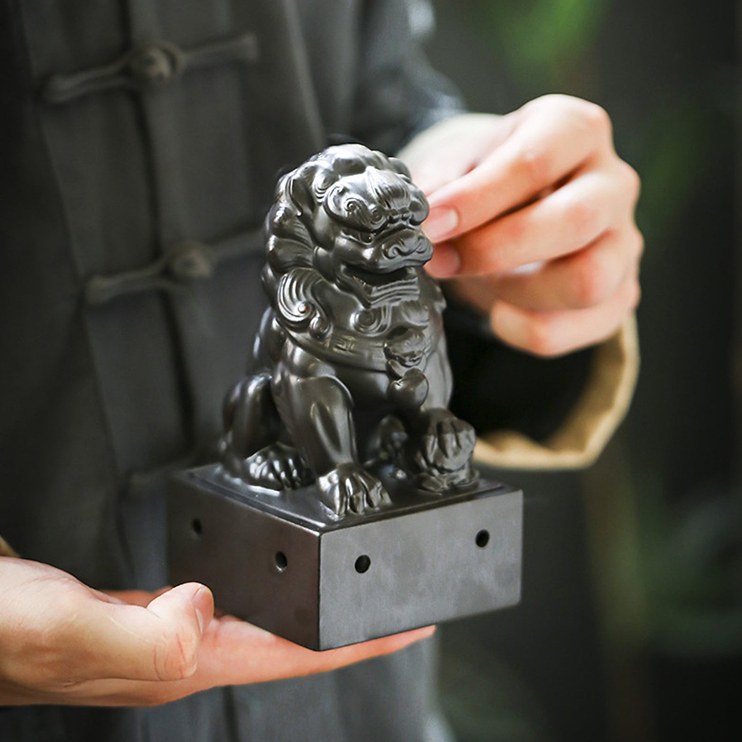 Ceramic Chinese Lion Incense Burner Ward off Evil Spirits Bless House Feng Shui - ETNCN