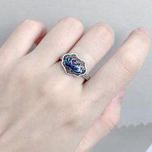 Load image into Gallery viewer, Chinese Adjustable Size Enamel Lotus Flower Ring
