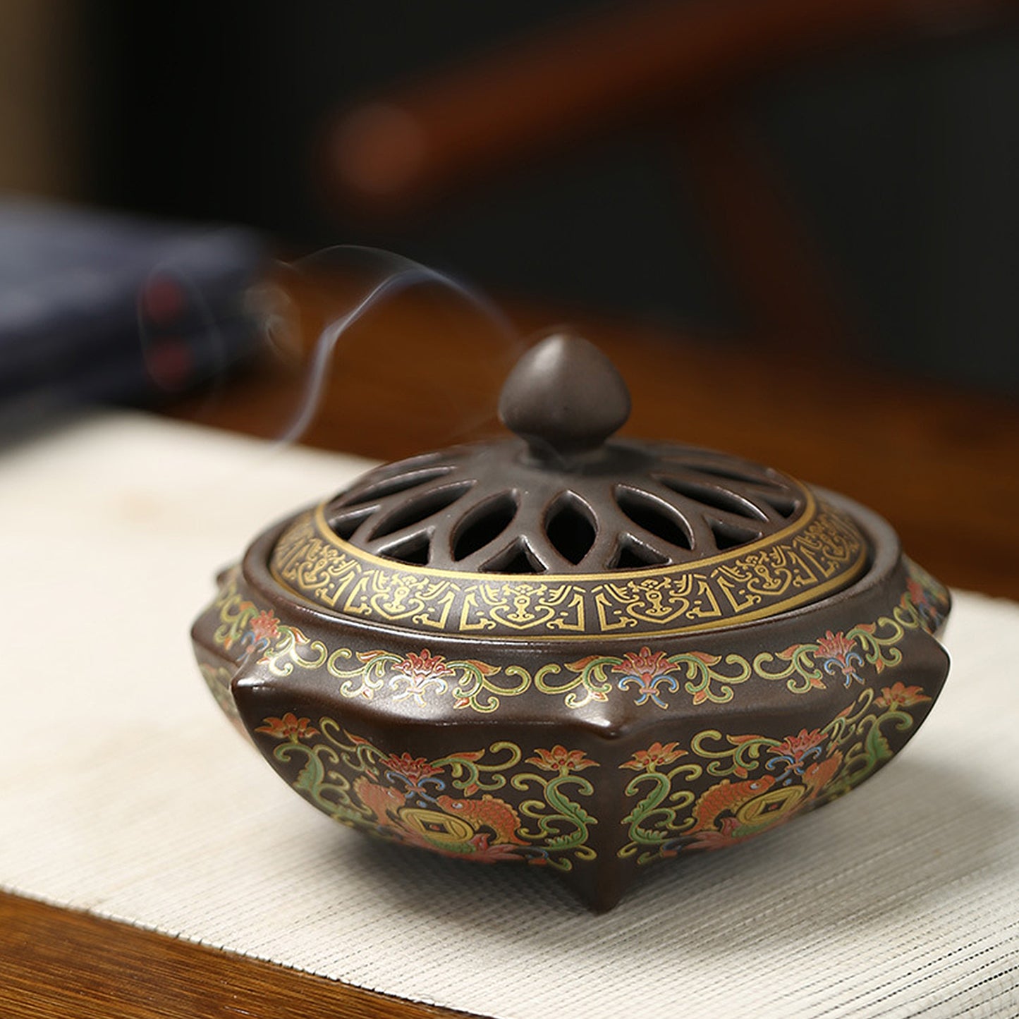 Chinese Cloisonné Ceramic Incense Burner