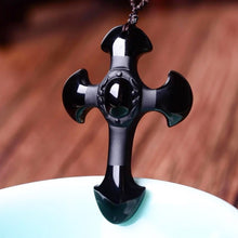 Load image into Gallery viewer, Obsidian Taoist Energy Cross Necklace - ETNCN
