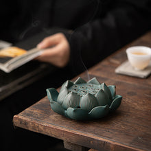 Load image into Gallery viewer, Rustic Style Ceramic Lotus Incense Burner
