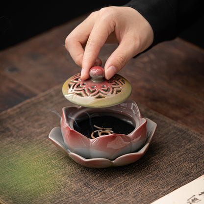 Auspicious Ceramic Lotus Incense Burner