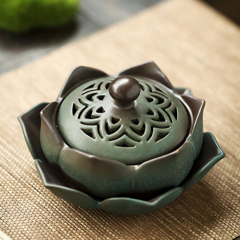 Ceramic Lotus Peace Incense Burner