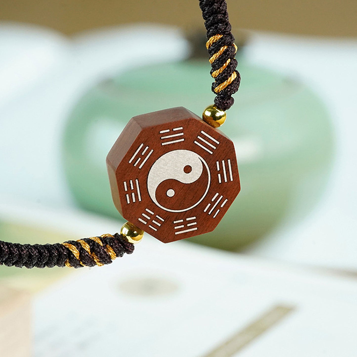 Date wood Yin Yang Bagua Bracelet