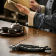 Load image into Gallery viewer, Ceramic Buddha Hand and Thread Incense Burner to Aid Meditation
