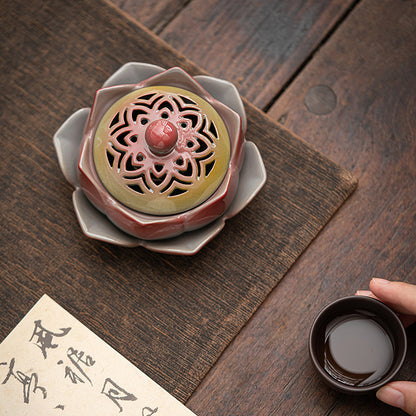 Auspicious Ceramic Lotus Incense Burner