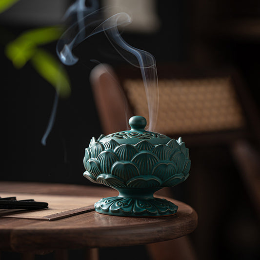 Ceramic Chinese Lotus Incense Burner