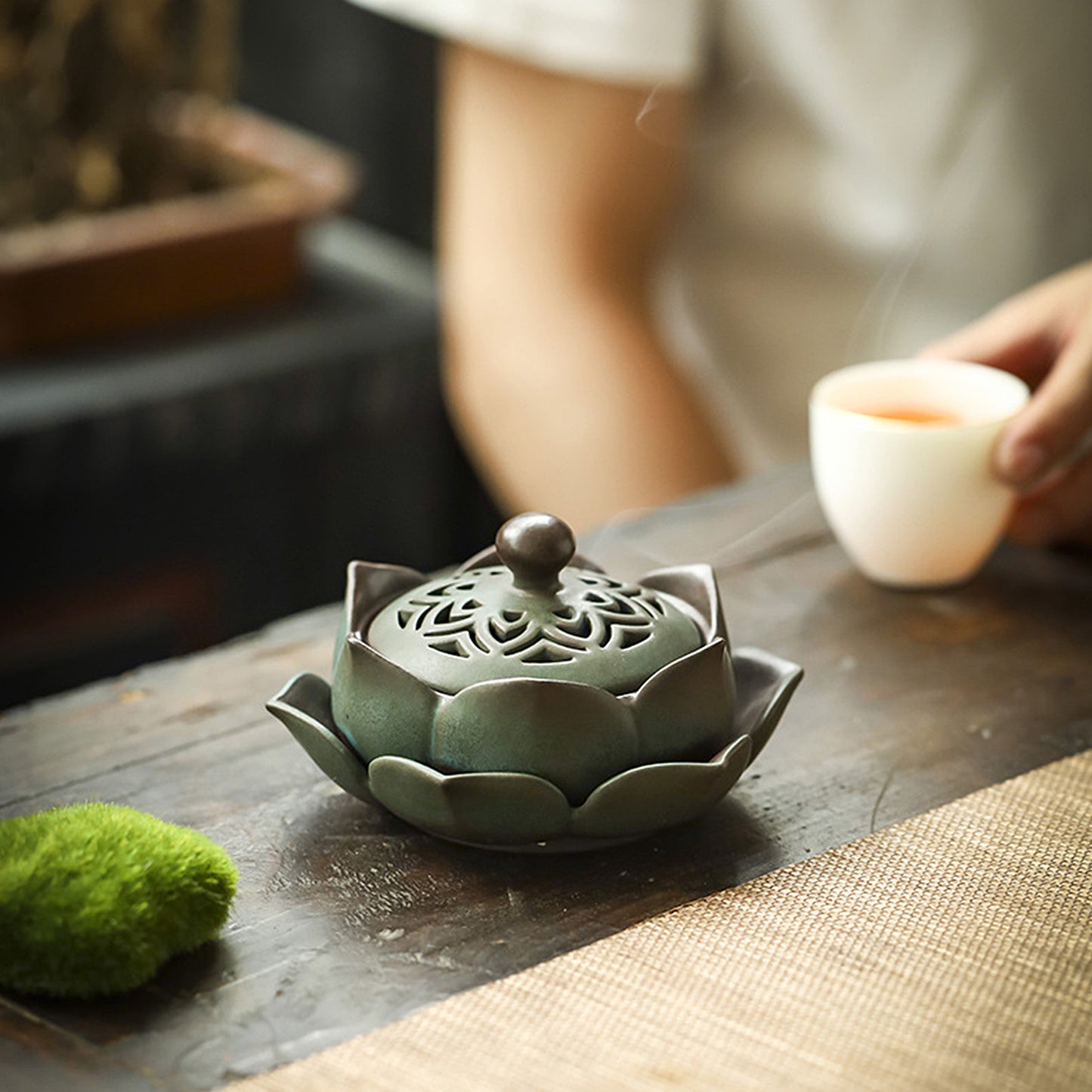 Ceramic Lotus Peace Incense Burner