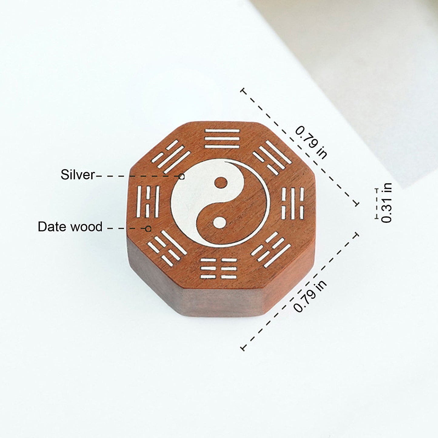 Date wood Yin Yang Bagua Bracelet