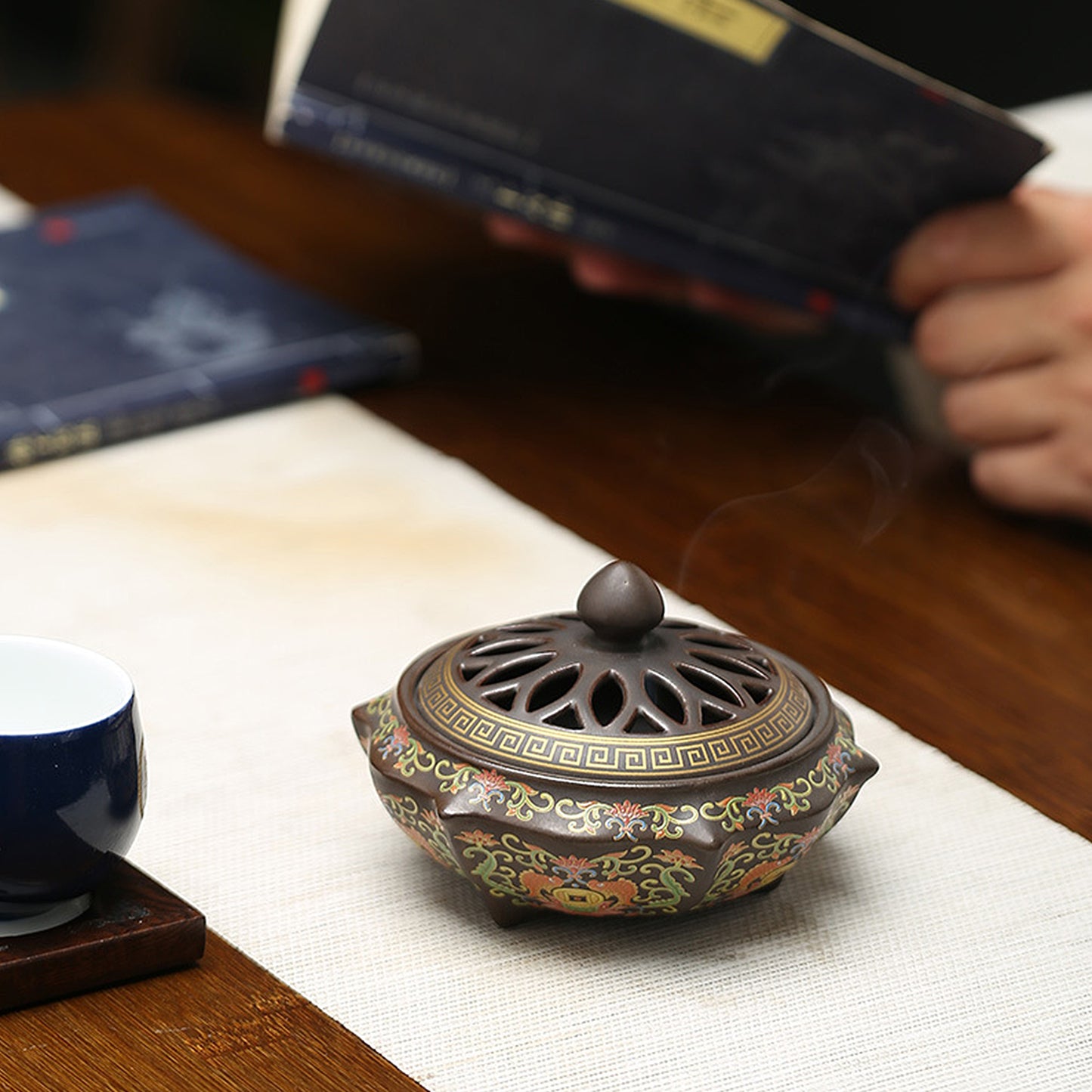 Chinese Cloisonné Ceramic Incense Burner