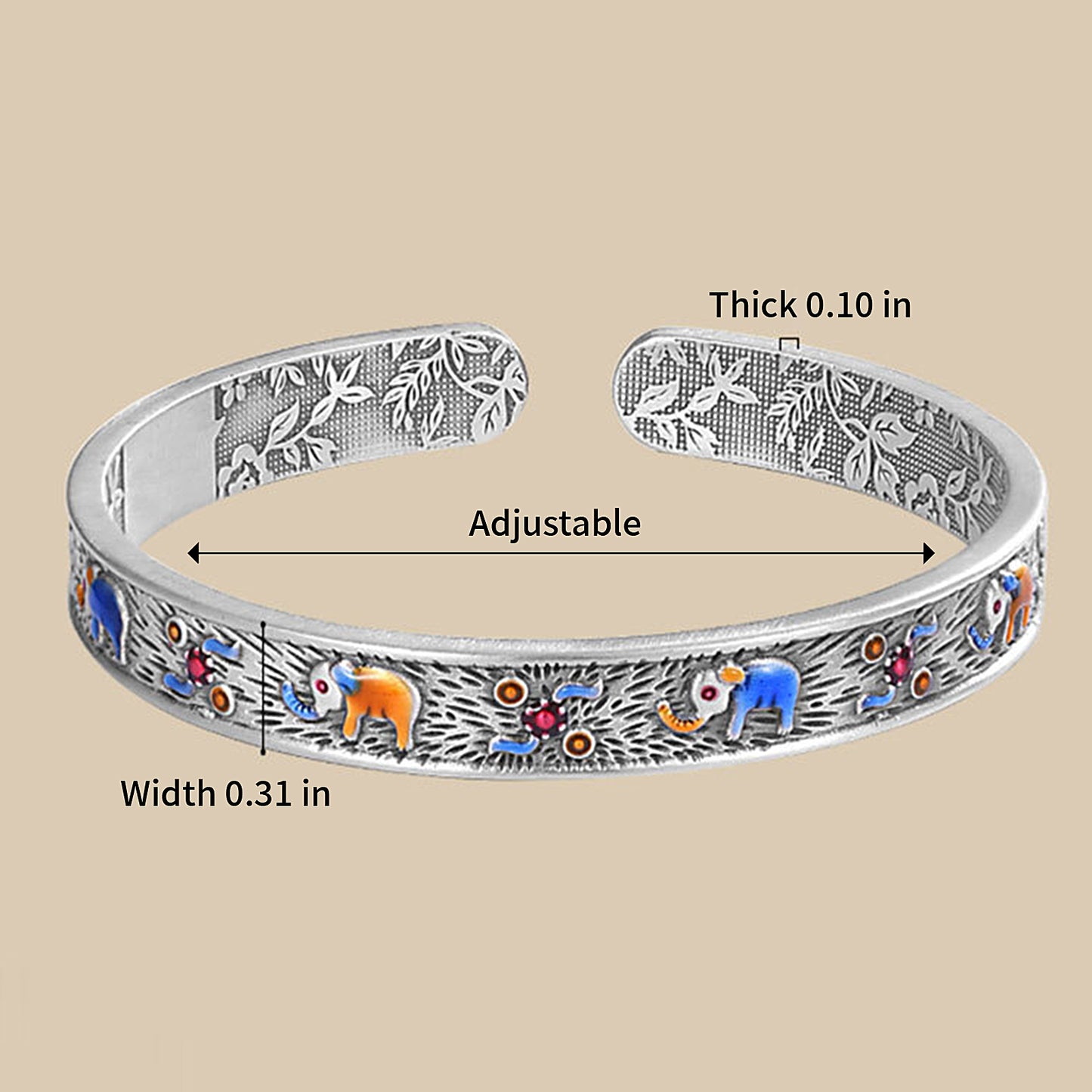 Metal Enamel Auspicious Ring + Bracelet