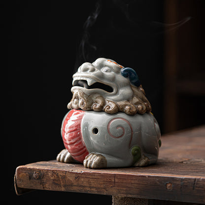 Ceramic mythical beast incense burner