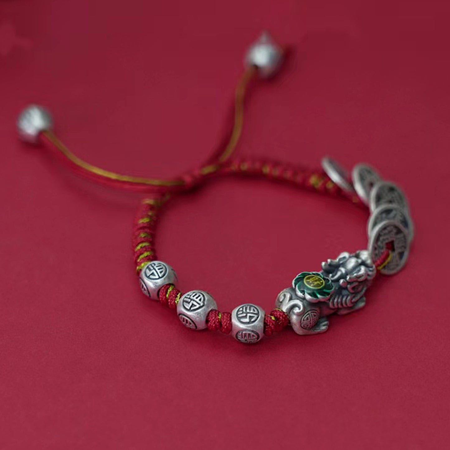 Metal Five Emperors Money Pixiu Lucky Bracelet