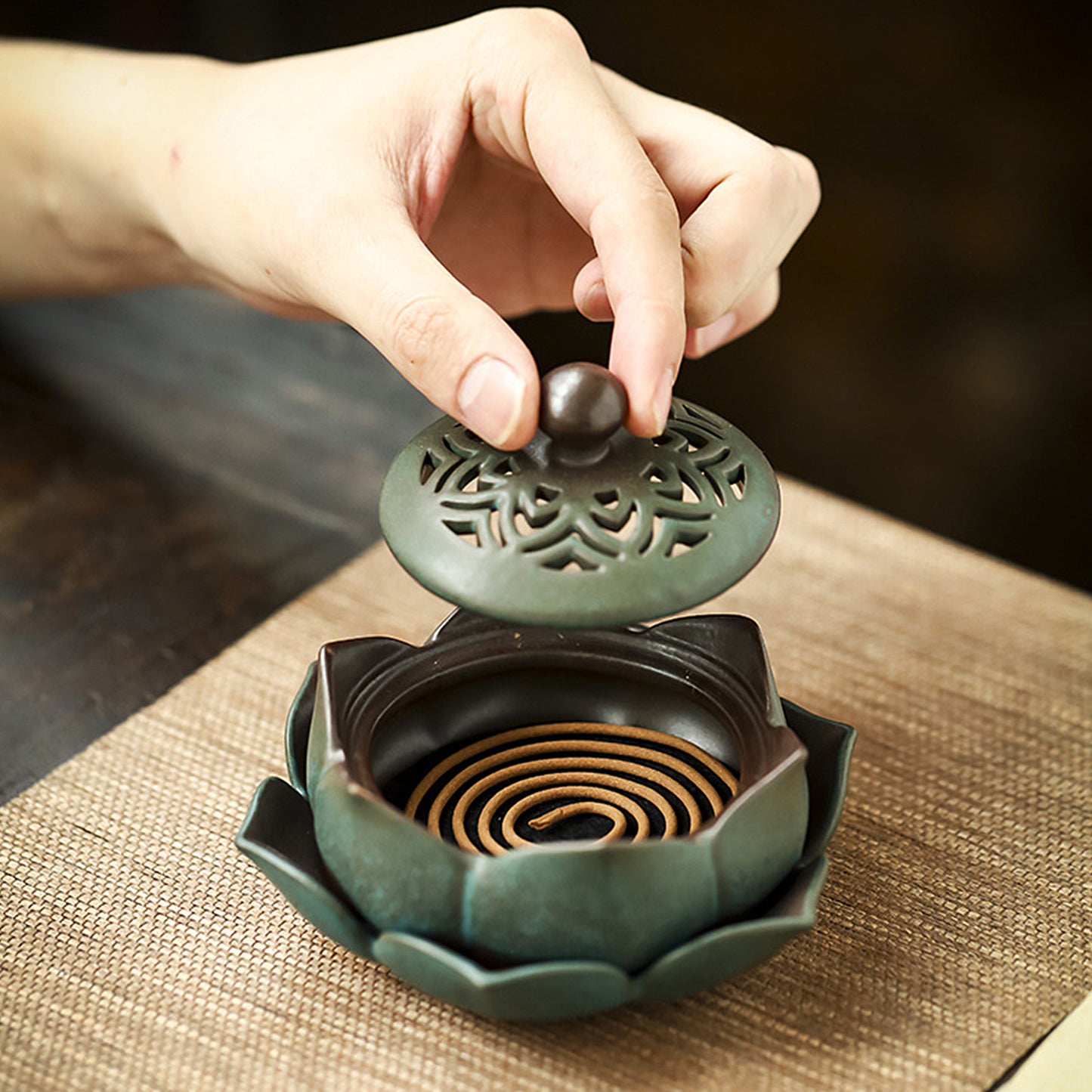 Ceramic Lotus Peace Incense Burner