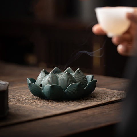 Rustic Style Ceramic Lotus Incense Burner