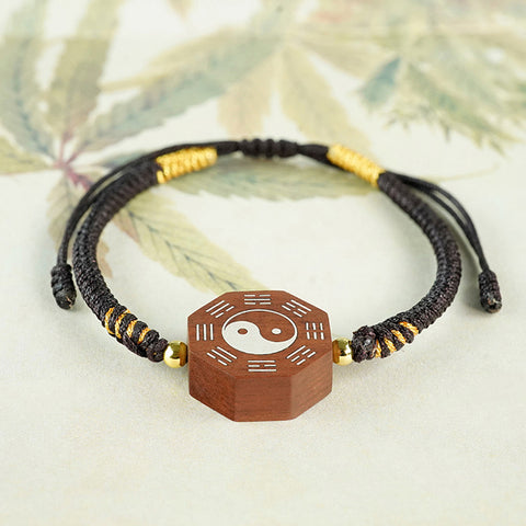 Date wood Yin Yang Bagua Bracelet