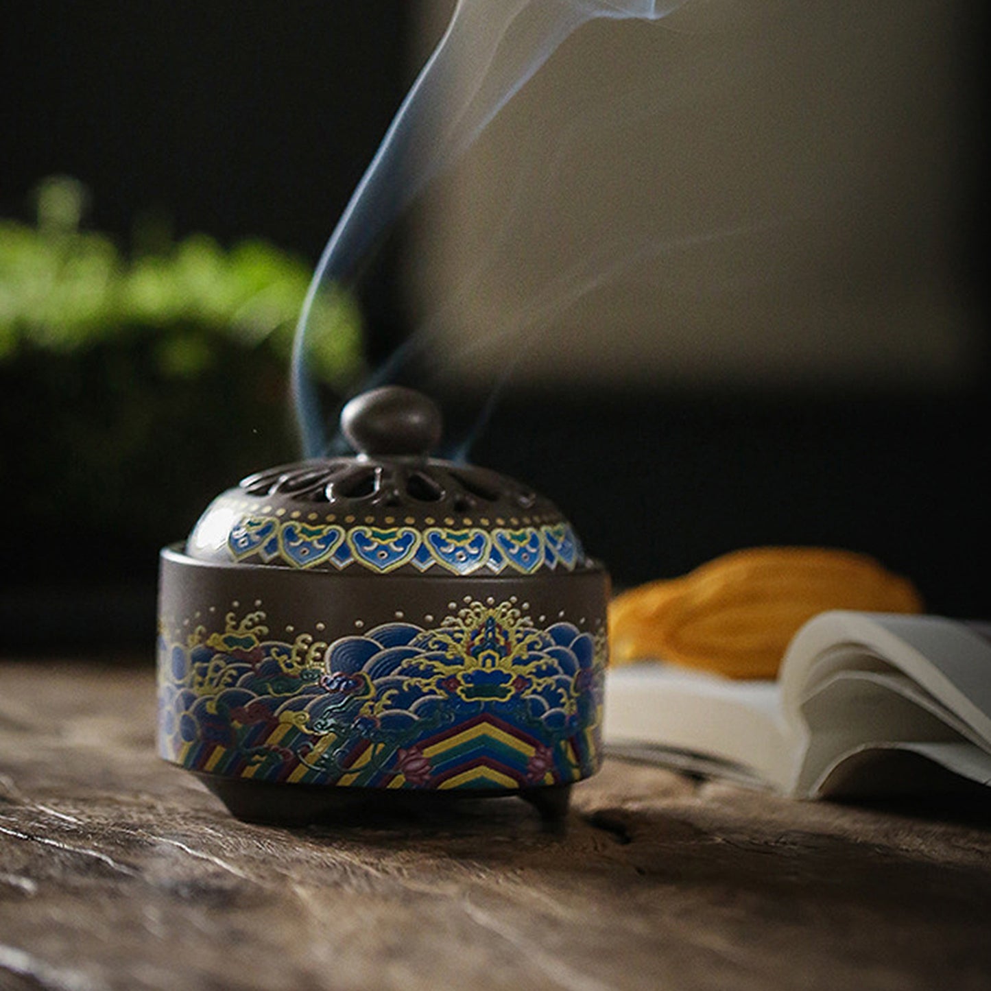 Chinese Cloisonné Ceramic Incense Burner