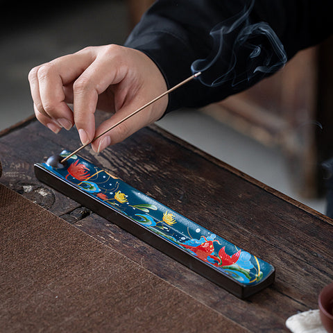 Ceramic Enameled Chinese Thread Incense Burner