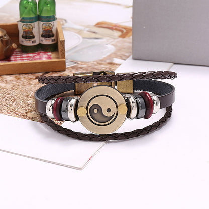 Tai Chi Yin Yang Braided Leather Bracelet