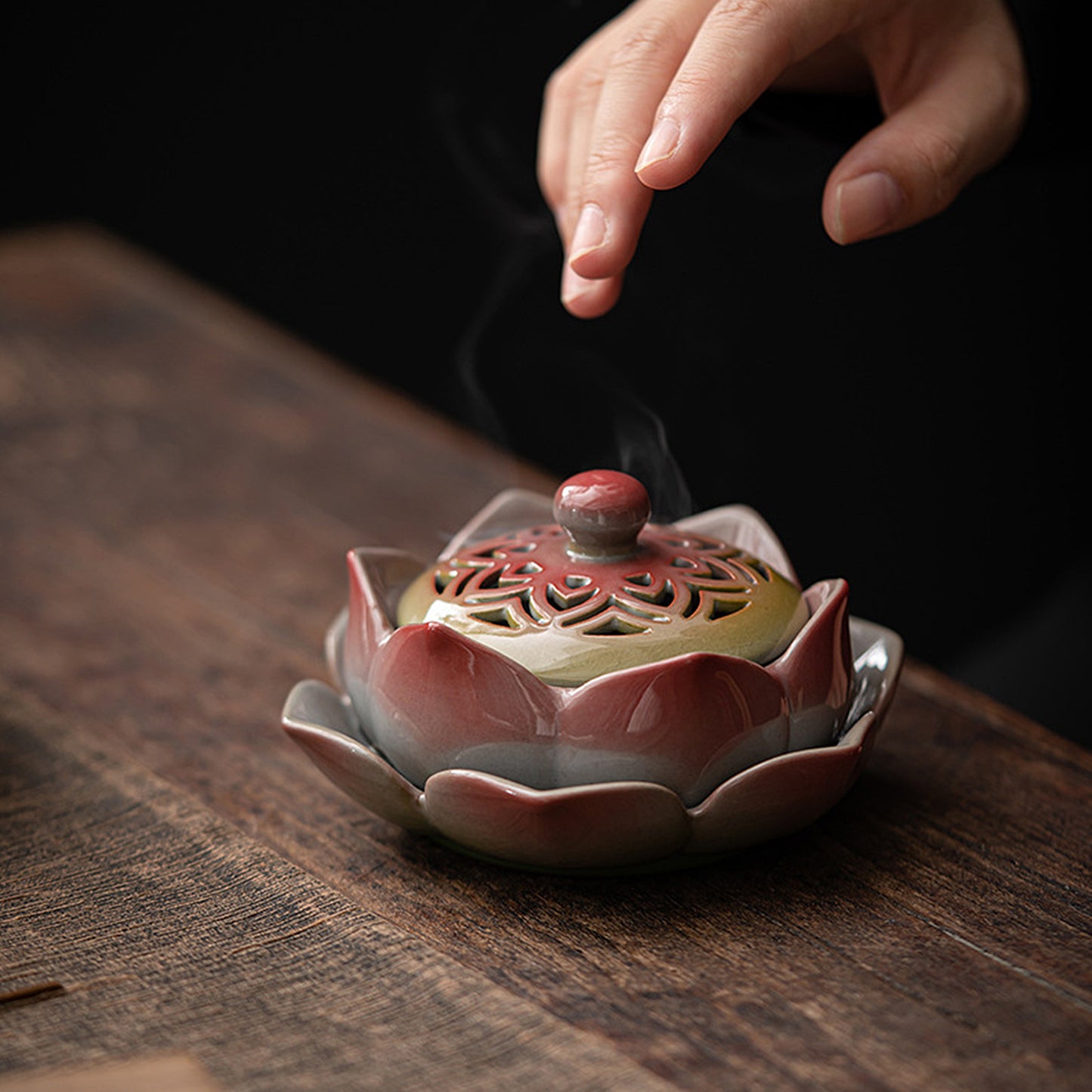 Auspicious Ceramic Lotus Incense Burner