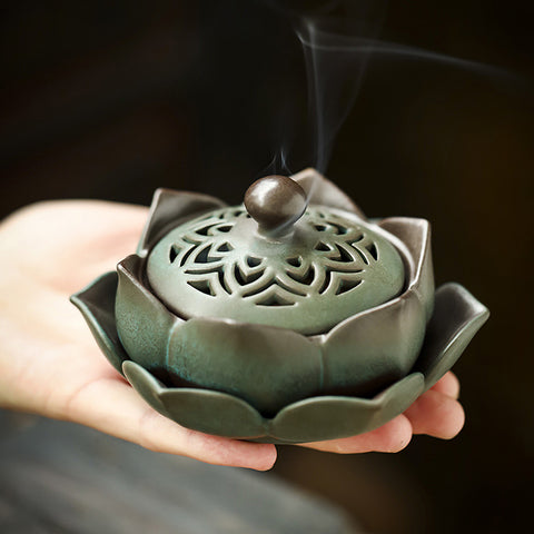 Ceramic Lotus Peace Incense Burner
