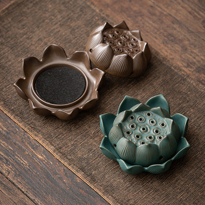 Rustic Style Ceramic Lotus Incense Burner