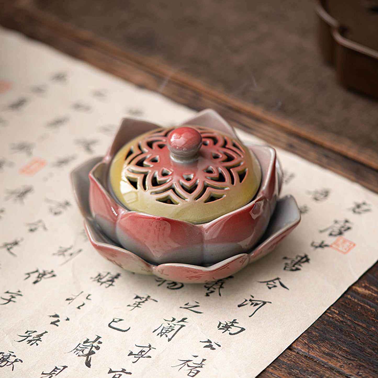 Auspicious Ceramic Lotus Incense Burner