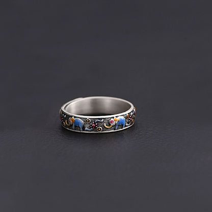 Metal Enamel Auspicious Ring + Bracelet