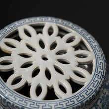 Load image into Gallery viewer, Ceramic blue and white porcelain Chinese incense burner
