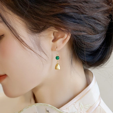 Auspicious Lotus Earrings for Women Chinese Style - ETNCN